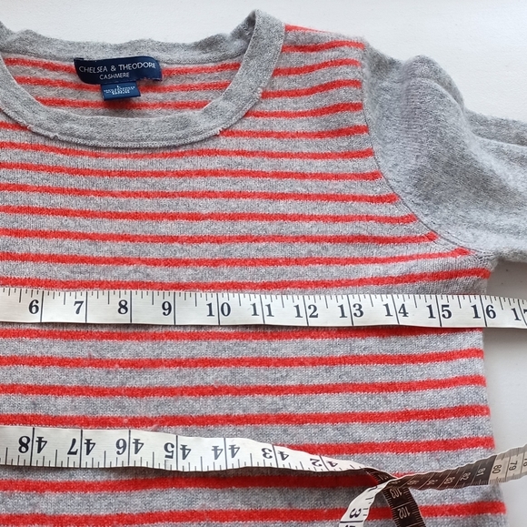 Chelsea & Theodore 100% Cashmere Sz L Striped Sweater - Picture 8 of 11